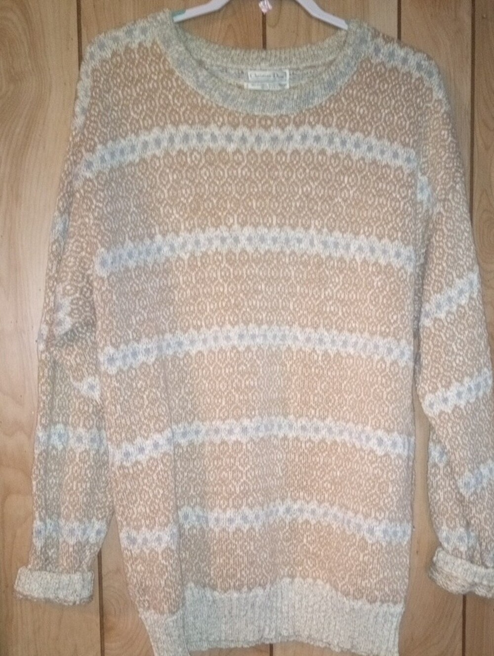 Dior Vintage Men’s Multitone Brown Crewneck Knit Sweater